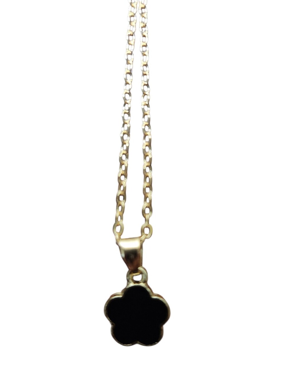 Gold Plated Over Stainless Steel Clover Onyx Necklace, Bracelet,Earrings & Ring - Picture 3 of 5